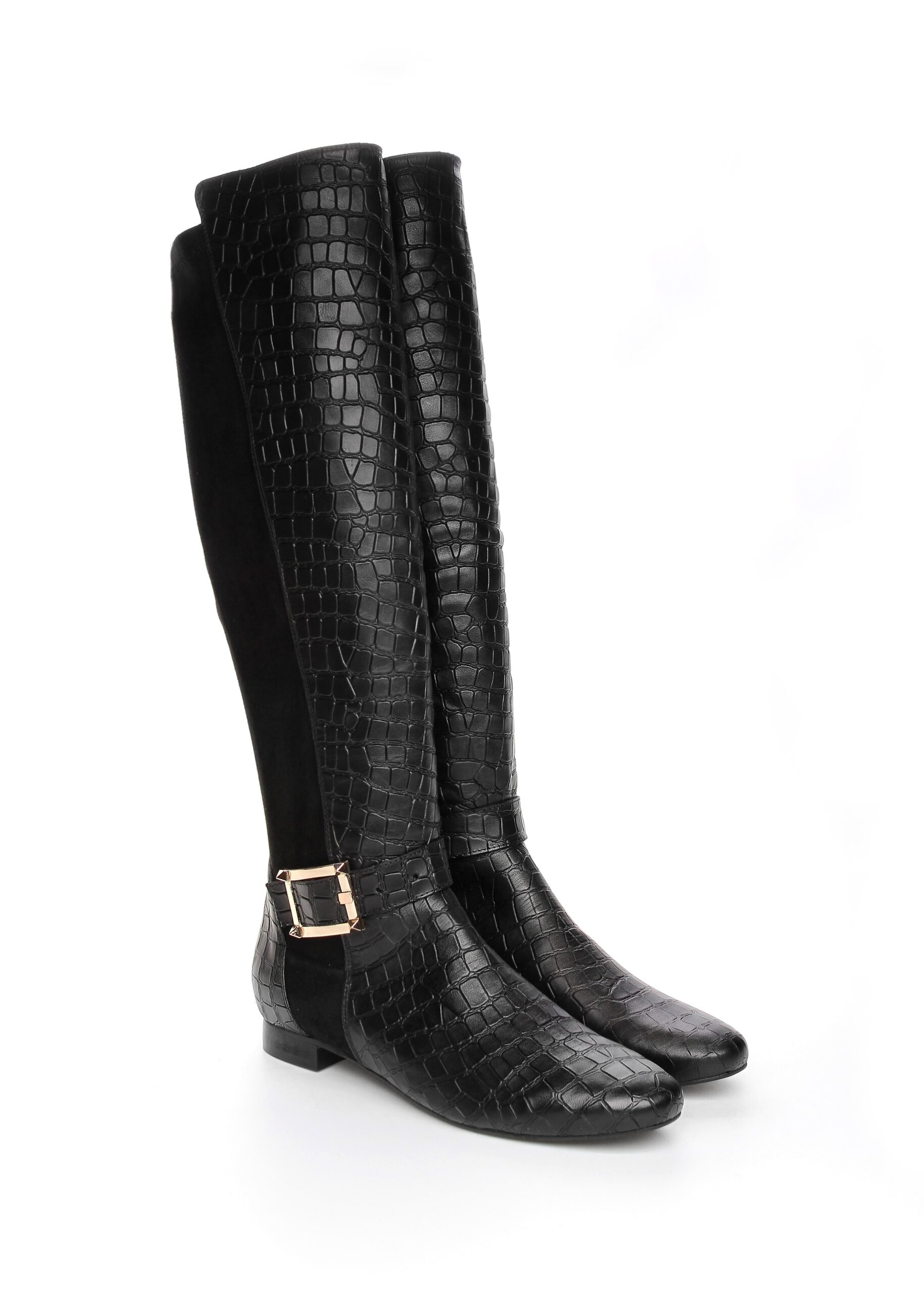 Czarne kozaki MILLI CROCO – widok z profil