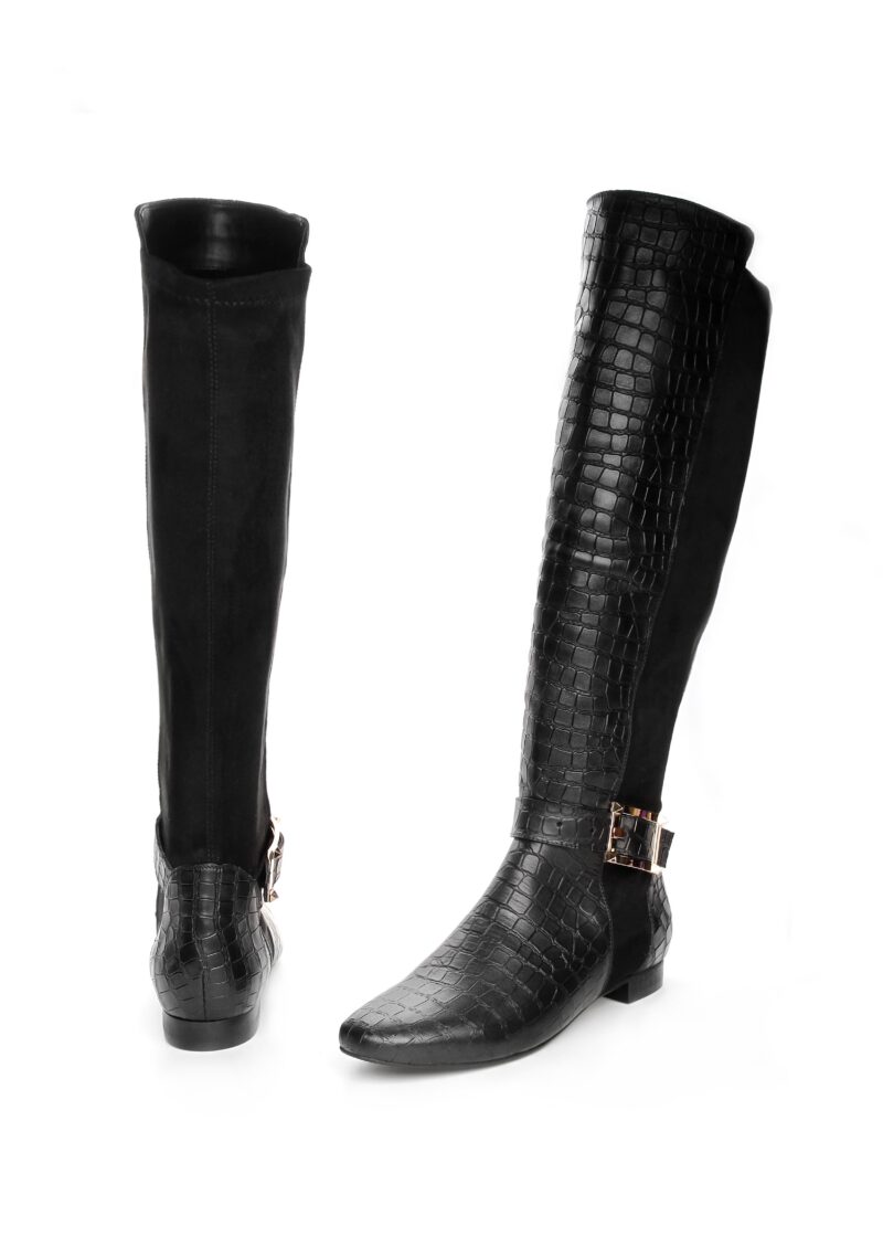 1c Kozaki MILLI CROCO – widok z tyłu z elastyczną laikrą