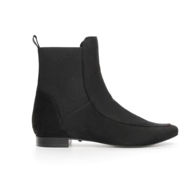 Czarne zamszowe sztyblety SONIA z naturalnego zamszu – widok z boku