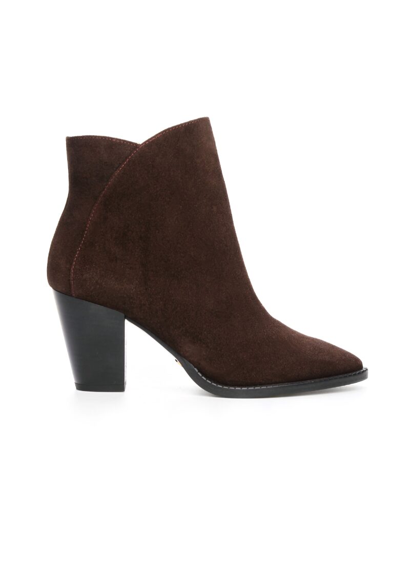 Botki ZOLA – brązowe czekoladowe botki z naturalnego zamszu