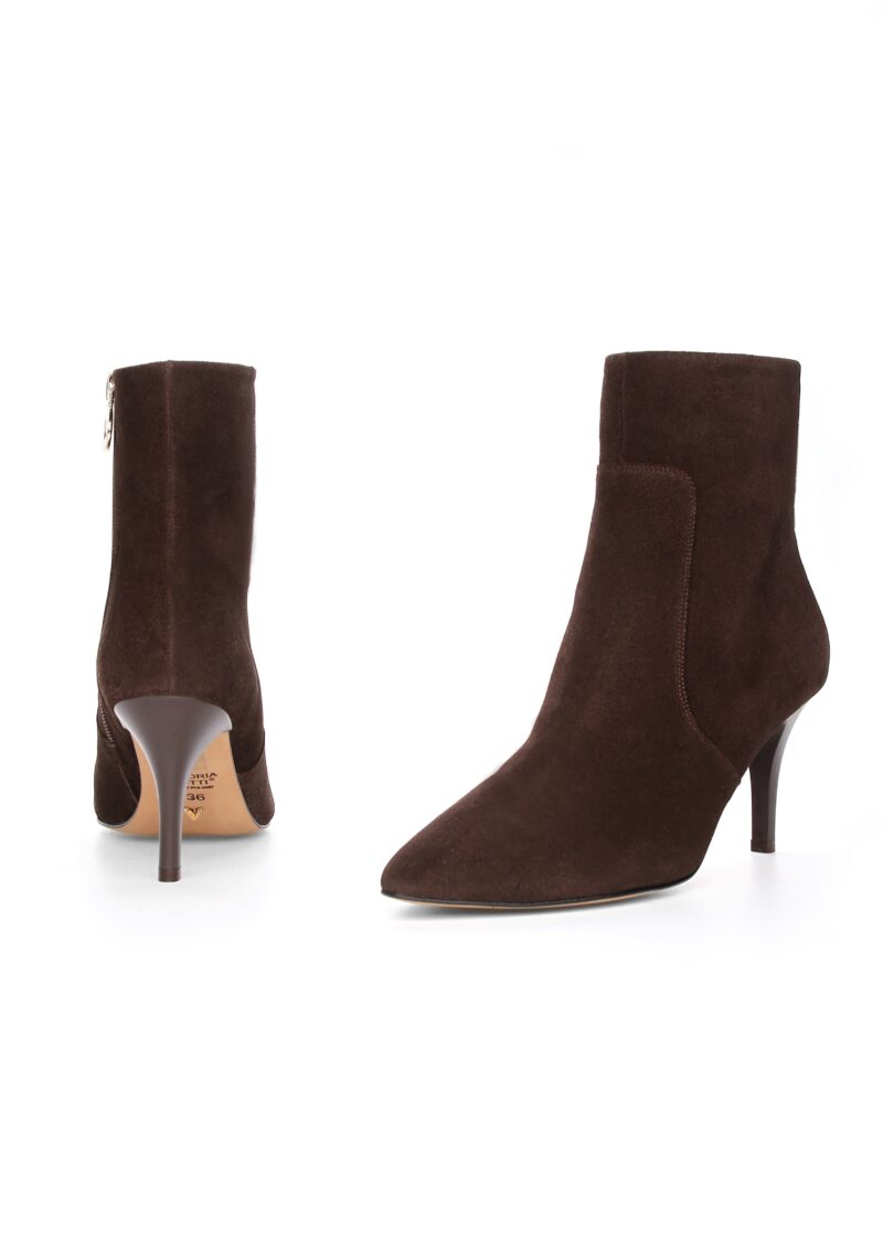 Zamszowe botki VERA w kolorze brązowym – widok z tyłu