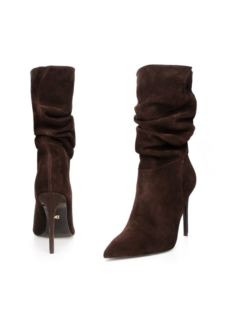 Czekoladowe botki na szpilce AVA - widok tyłem