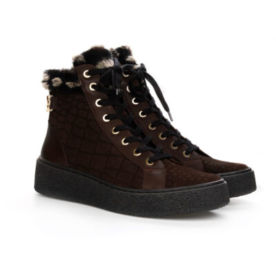 Czekoladowe brązowe botki Riva - widok z boku