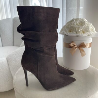 Czekoladowe botki na szpilce AVA