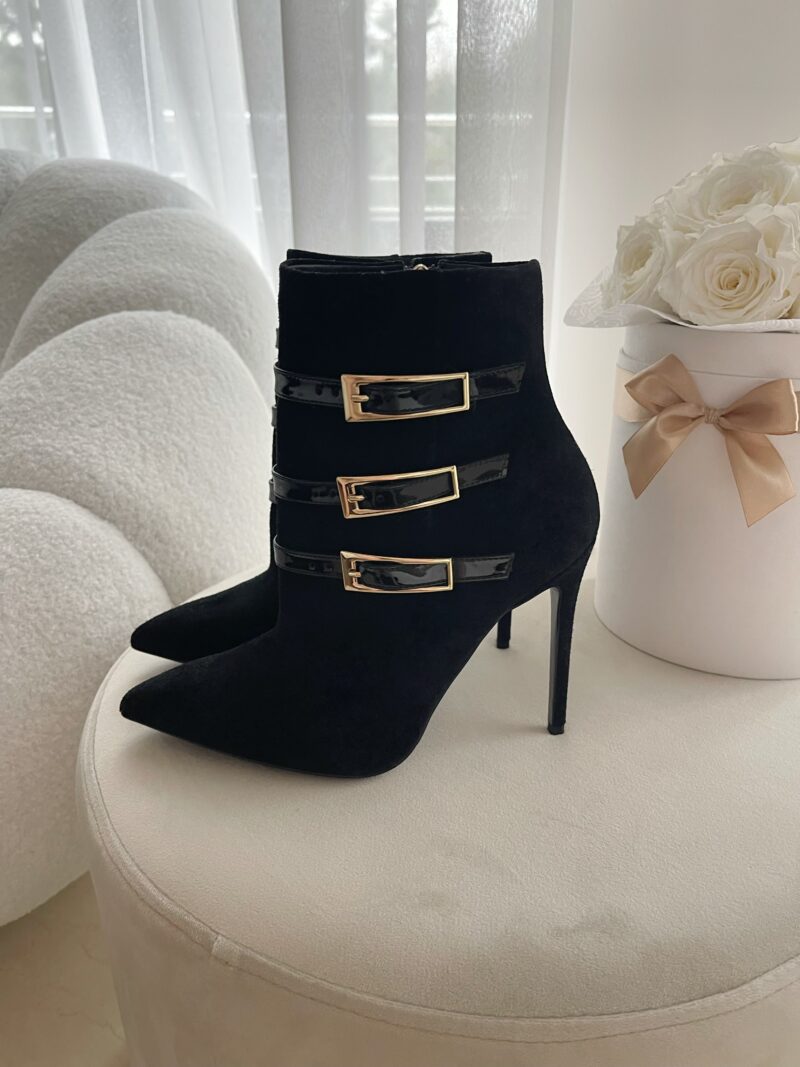 Czarne eleganckie botki na szpilce Anny