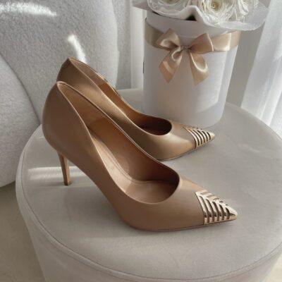 Brązowe czółenka damskie na szpilce z naturalnej skóry licowej