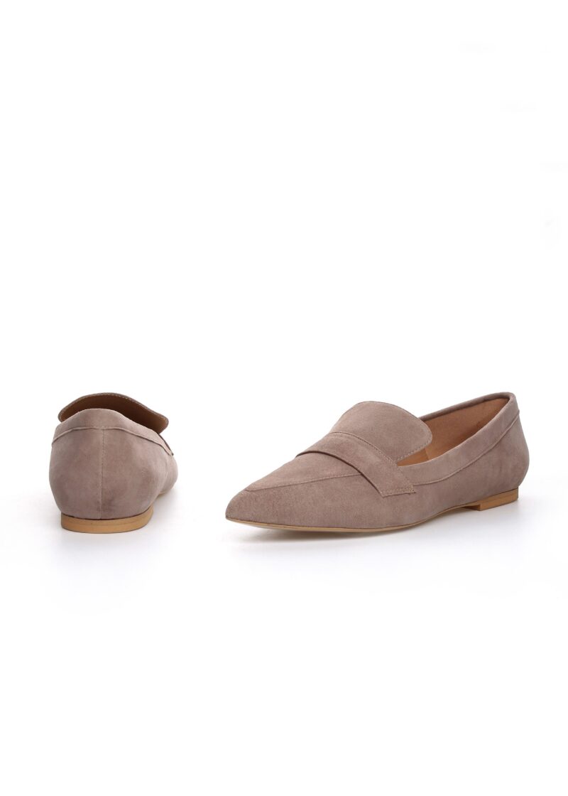 Mokasyny MEGAN BEIGE beżowe zamszowe widok bok i tył