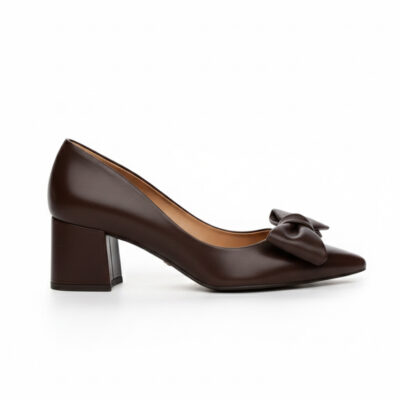 TESS BROWN brązowe czółenka z kokardką bokiem