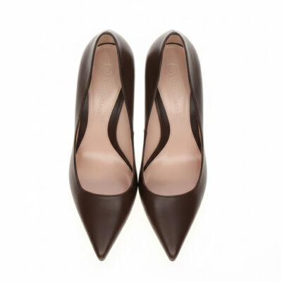 NELIA BROWN brązowe skórzane szpilki widok z góry