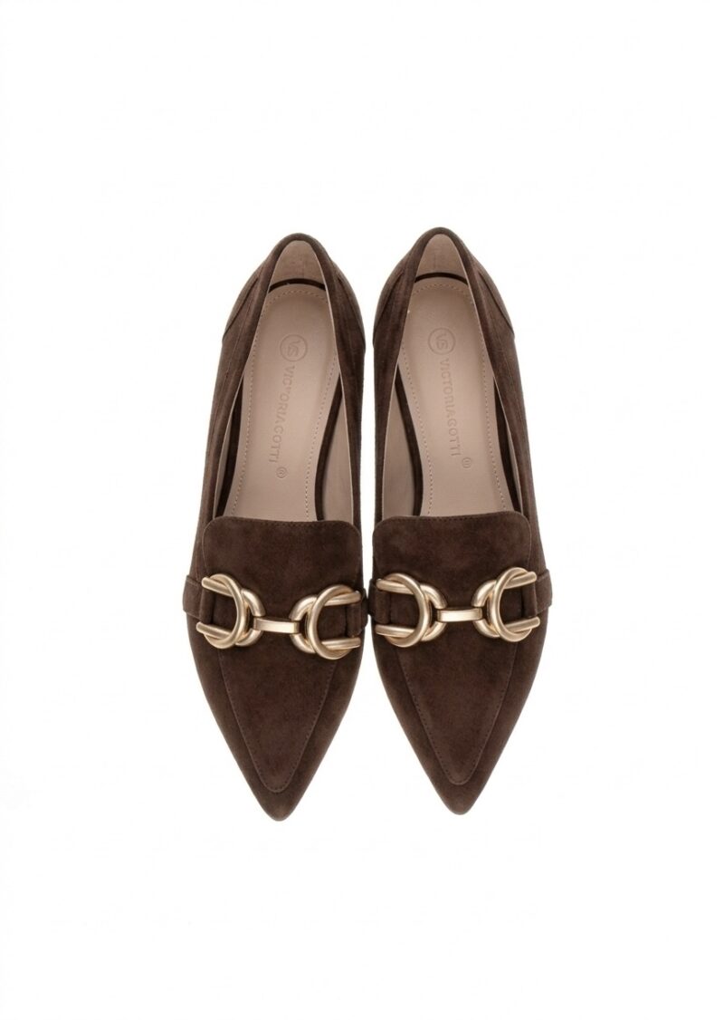 Mokasyny ANN BROWN zamszowe brązowe widok z góry