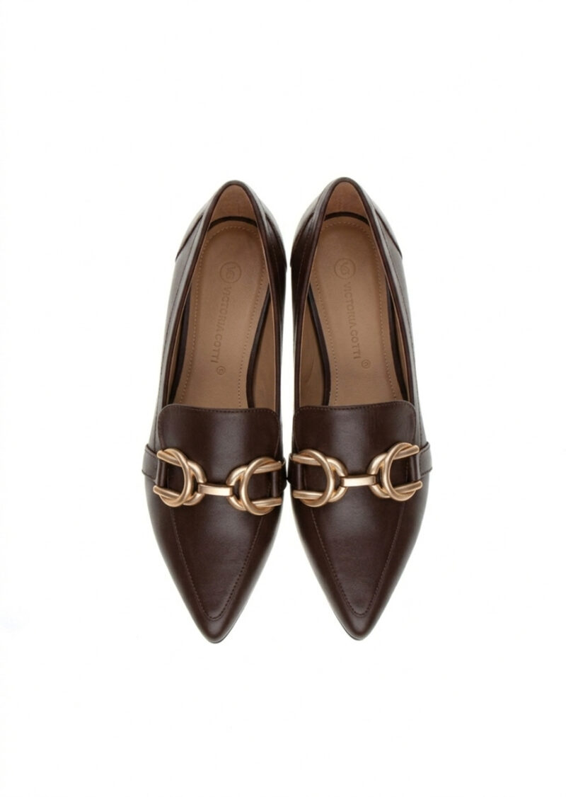 Mokasyny ANN BROWN skórzane brązowe widok z góry