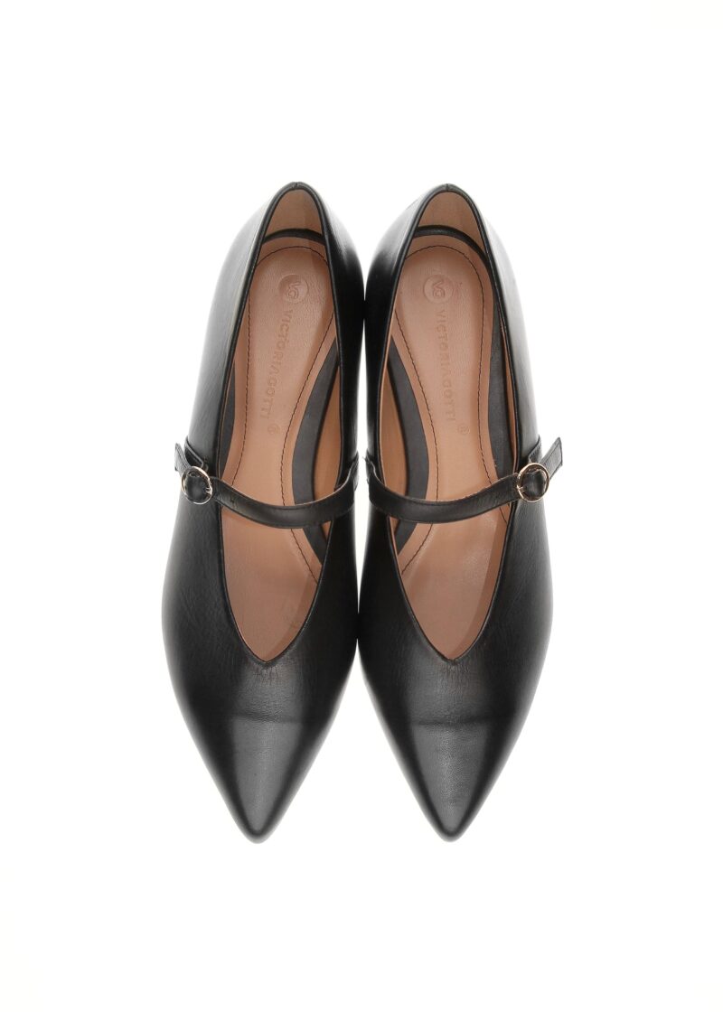 Czarne baleriny LUCY BLACK widok z góry z paskiem