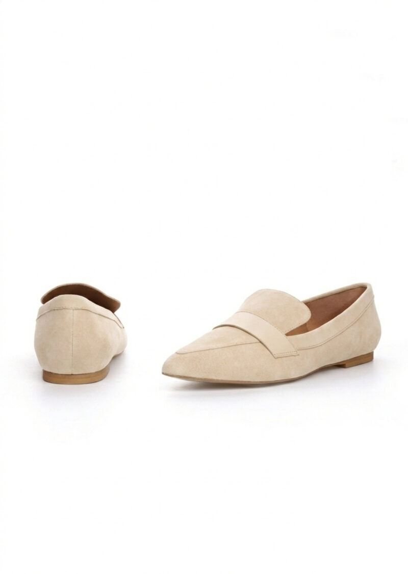 Mokasyny MEGAN BEIGE przód i tył - beżowy zamsz naturalny