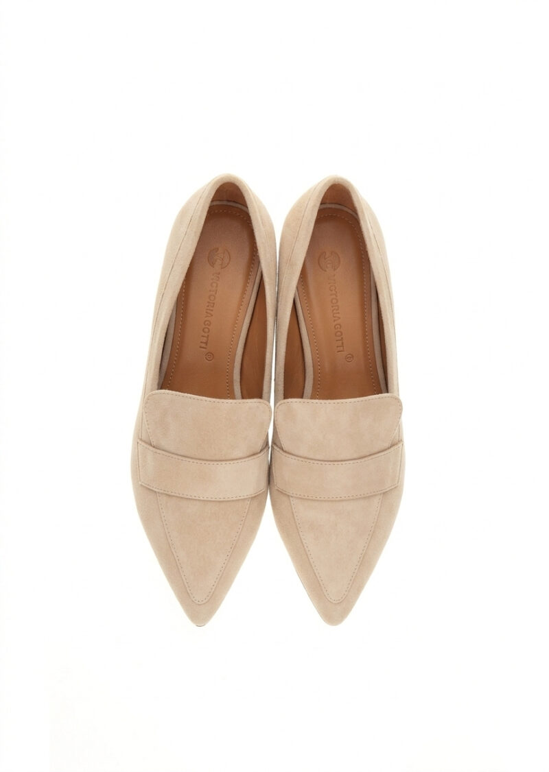 Mokasyny MEGAN BEIGE widok z góry - miękki zamsz