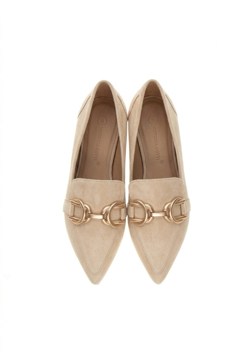 Mokasyny ANN BEIGE zamszowe beżowe widok z góry