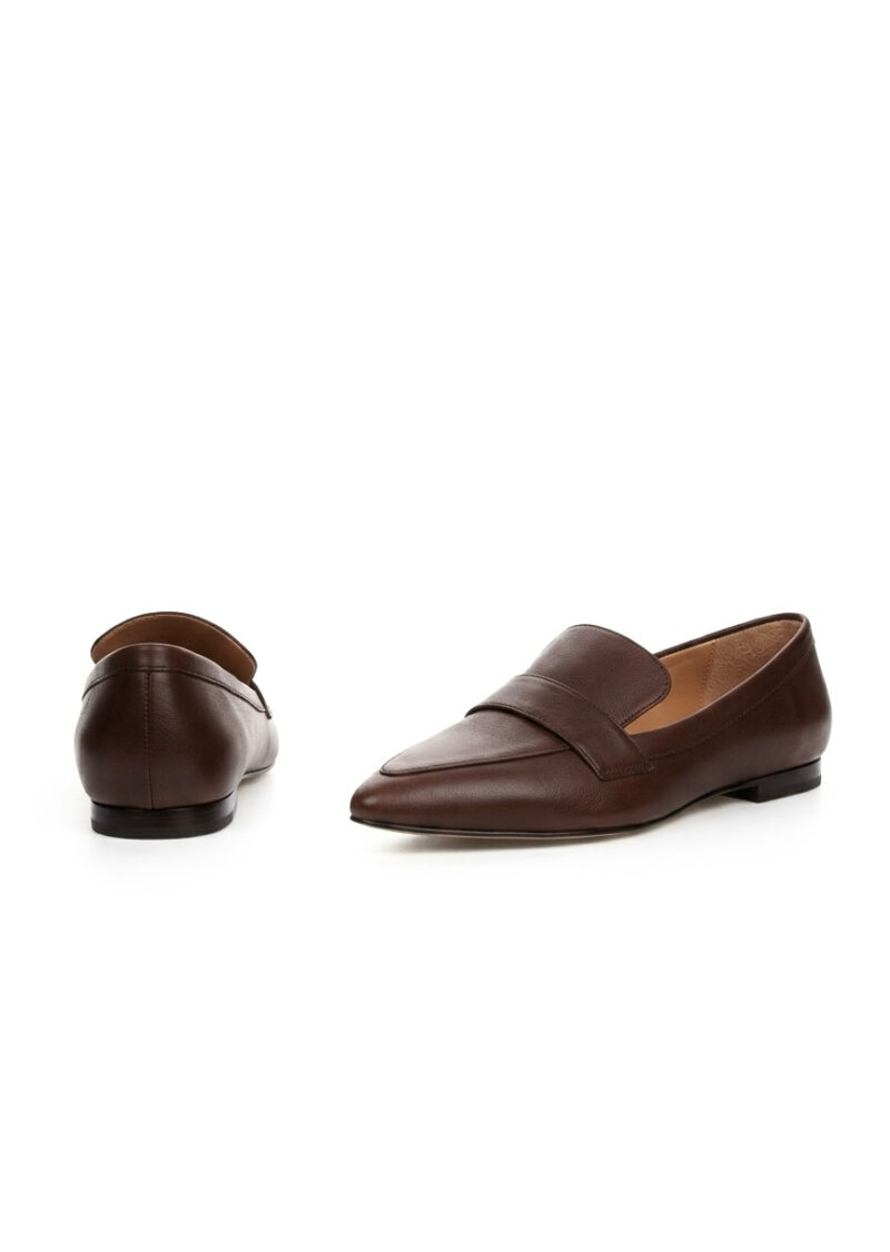 Skórzane brązowe mokasyny MEGAN BROWN przód i tył