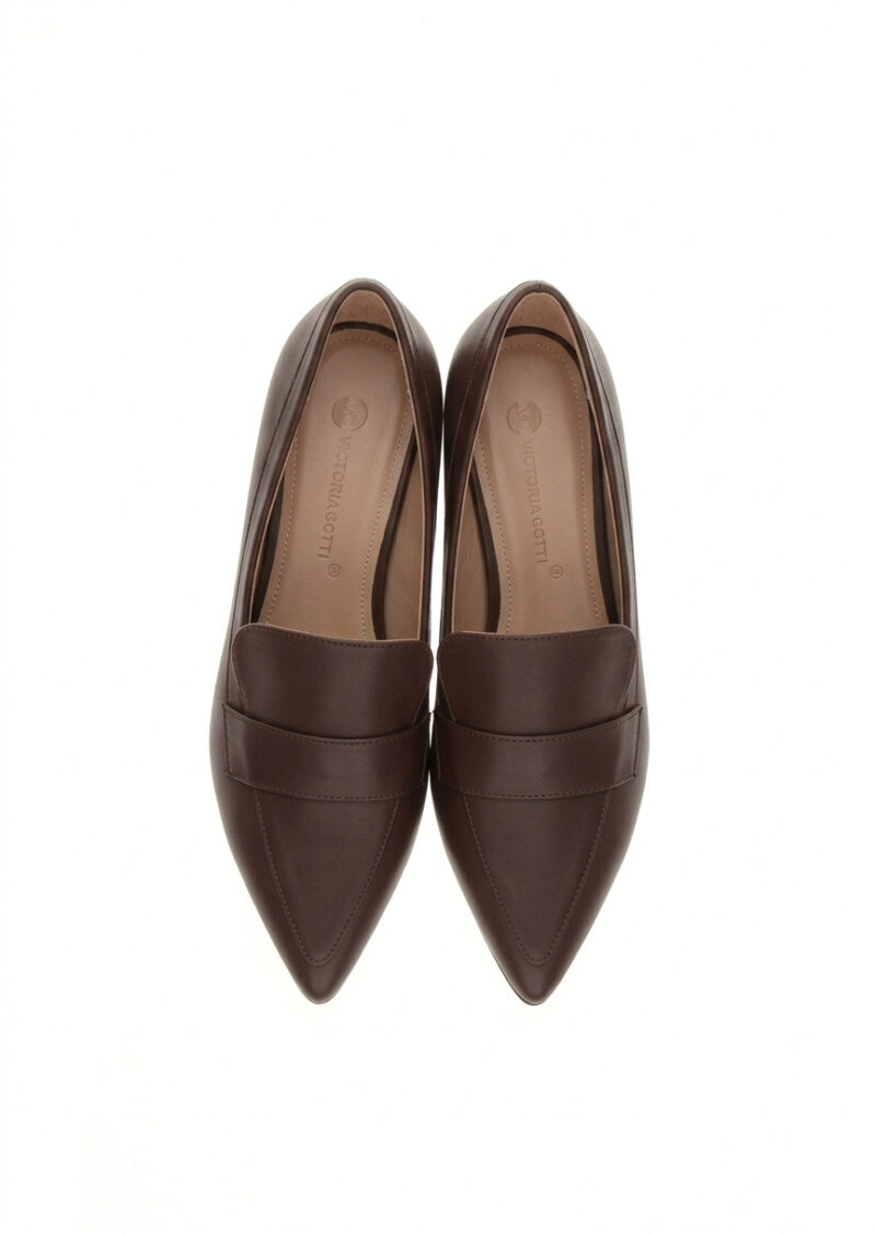 Skórzane brązowe mokasyny MEGAN BROWN widok z góry