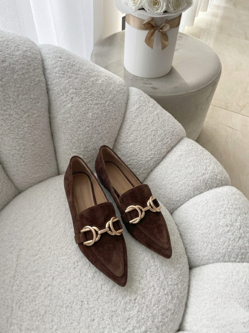 ANN BROWN -czekoladowe mokasyny damskie