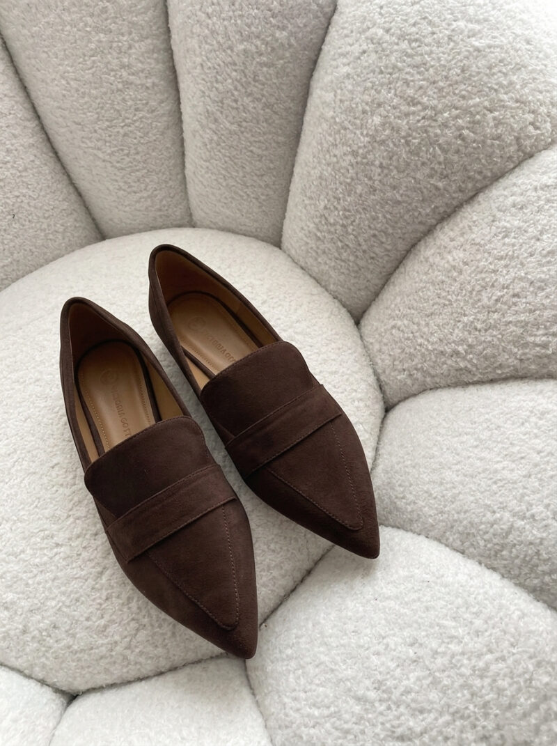 MEGAN BROWN - brązowe mokasyny damskie z zamszu