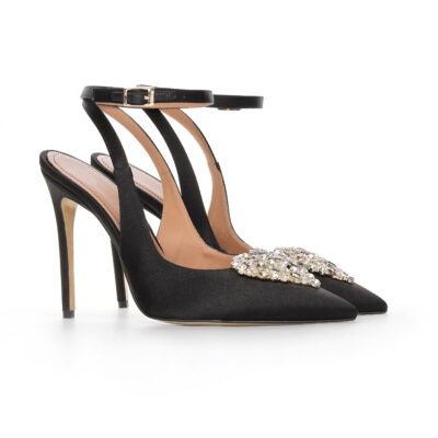 Czarne czółenka LORA BLACK z odkrytą piętą para butów