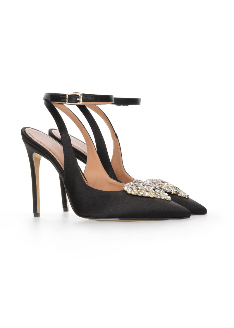 Czarne czółenka LORA BLACK z odkrytą piętą para butów