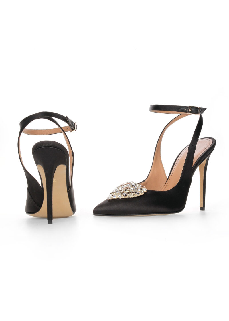 Czółenka LORA BLACK przód i tył - szpilki 11 cm czarne