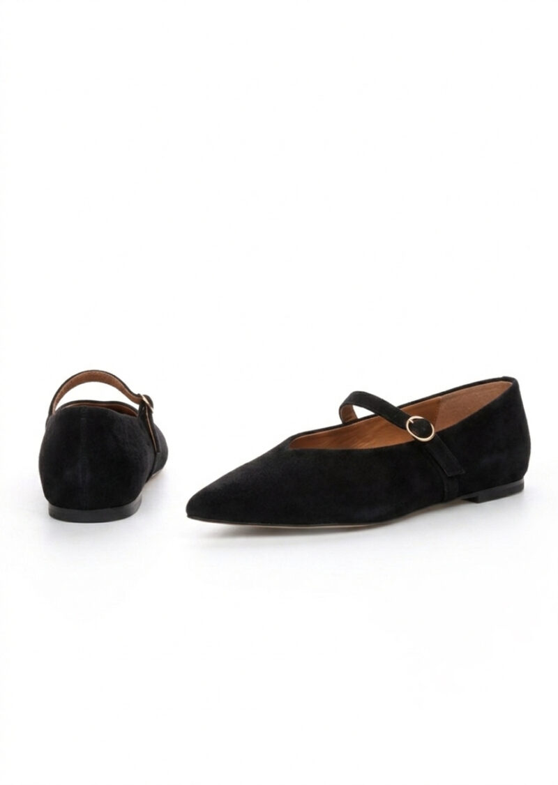 czarne baleriny zamszowe LUCY BLACK nosek w szpic
