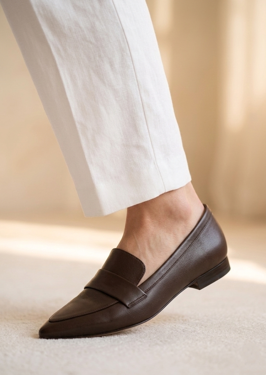 Brązowe mokasyny ze skóry naturalnej MEGAN BROWN