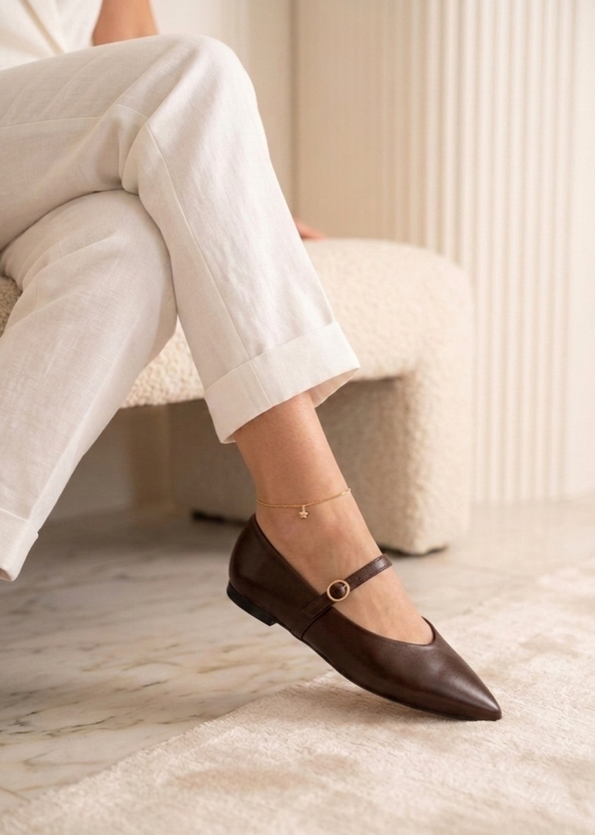 Czekoladowe baleriny damskie LUCY BROWN