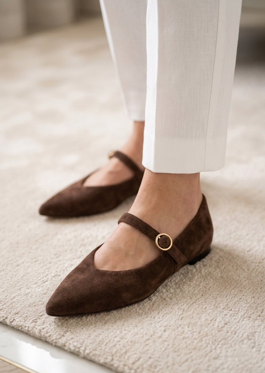 Brązowe zamszowe baleriny LUCY BROWN