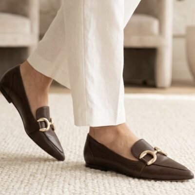 Brązowe skórzane mokasyny ANN BROWN