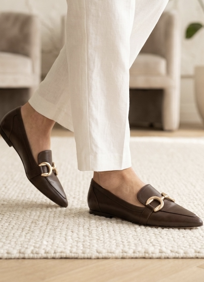 Brązowe skórzane mokasyny ANN BROWN