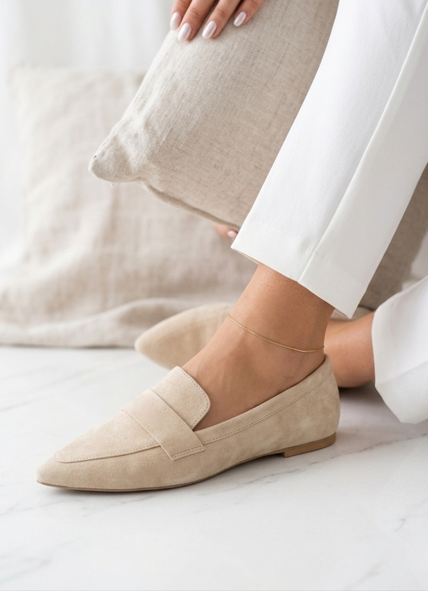 Beżowe mokasyny damskie - MEGAN BEIGE