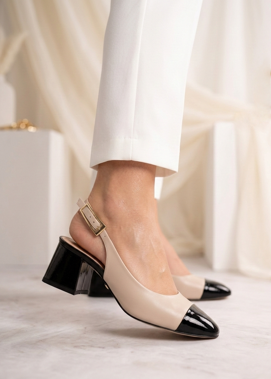 Beżowe czółenka LIV z odkrytą pietą