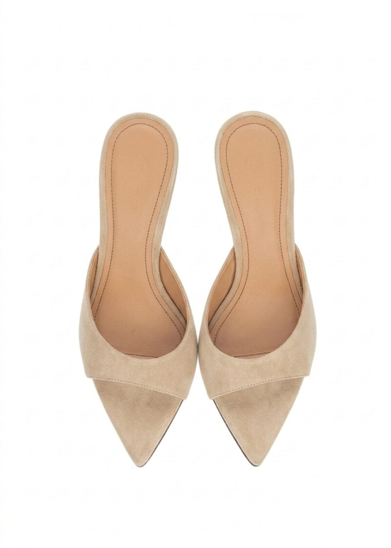 beżowe zamszowe klapki JENNY BEIGE widok z góry