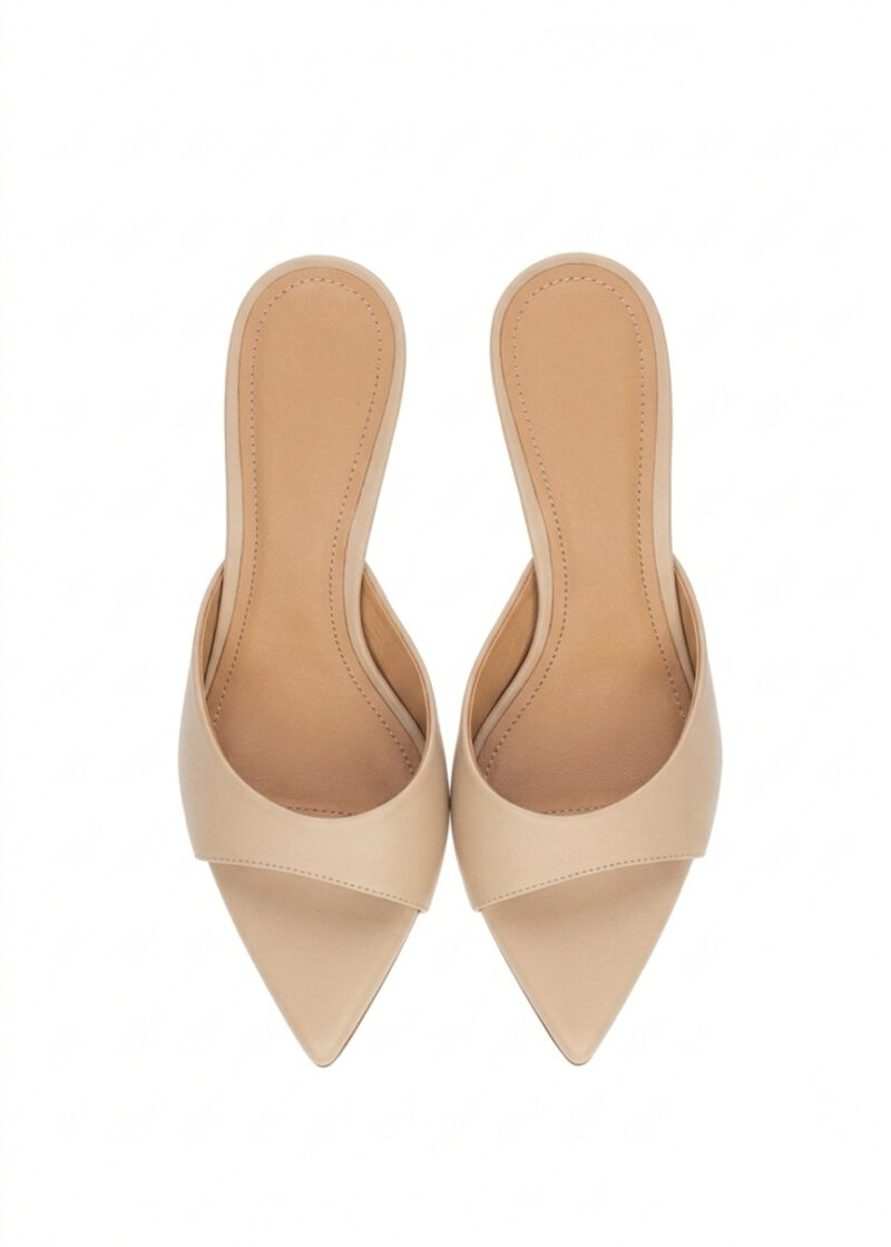 Beżowe klapki ze skóry naturalnej JENNY BEIGE - widok z góry