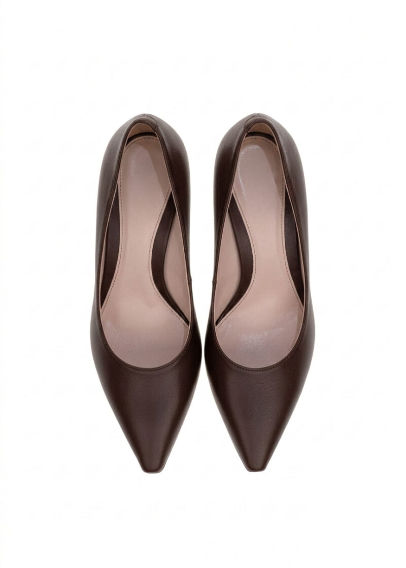 Brązowe czółenka ze skóry naturalnej LEXY BROWN – widok z góry