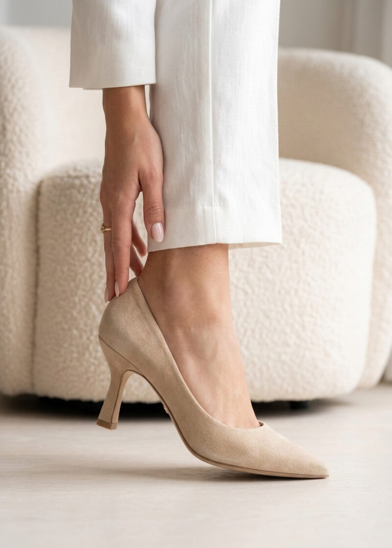 Beżowe zamszowe czółenka LEXY BEIGE