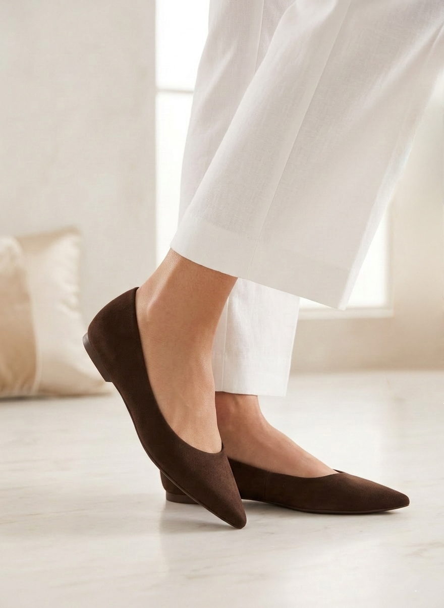 Czekoladowe zamszowe baleriny ALISSA BROWN
