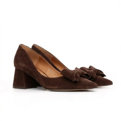 Czekoladowe zamszowe czółenka TESS BROWN para