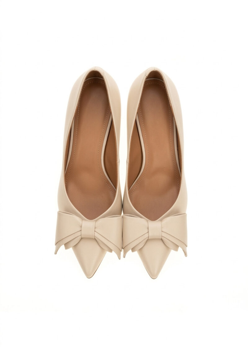 Beżowe skórzane czółenka TESS z góry - polska produkcja ręczna