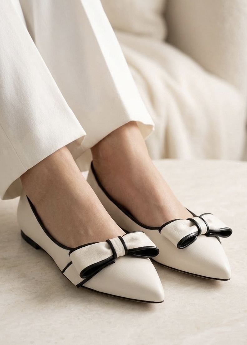 Kremowe baleriny PEARL ze skóry naturalnej