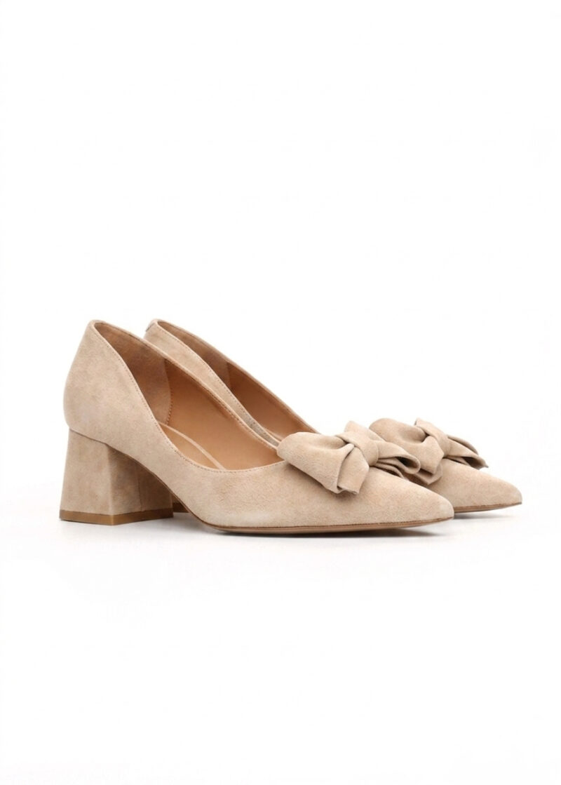 beżowe zamszowe czółenka damskie TESS BEIGE para