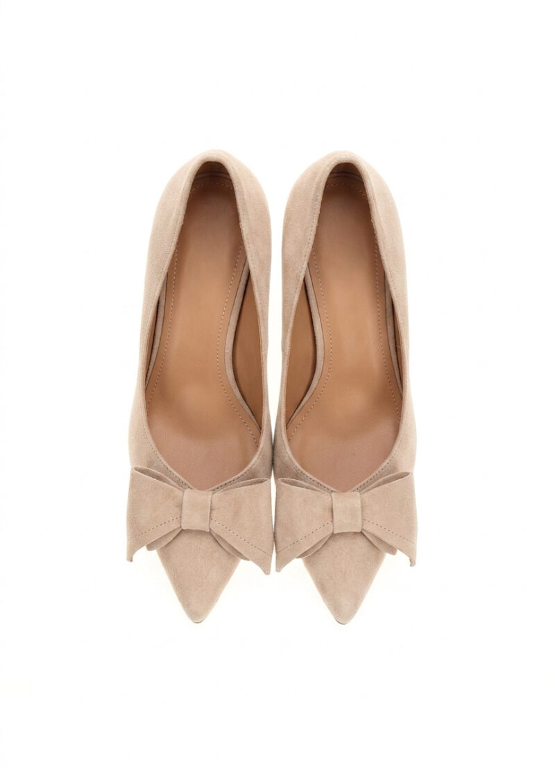 beżowe zamszowe czółenka damskie widok z góry TESS BEIGE