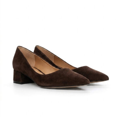 czekoladowe zamszowe czółenka LEA BROWN para