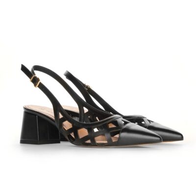 czarne ażurowe czółenka HARPER BLACK para