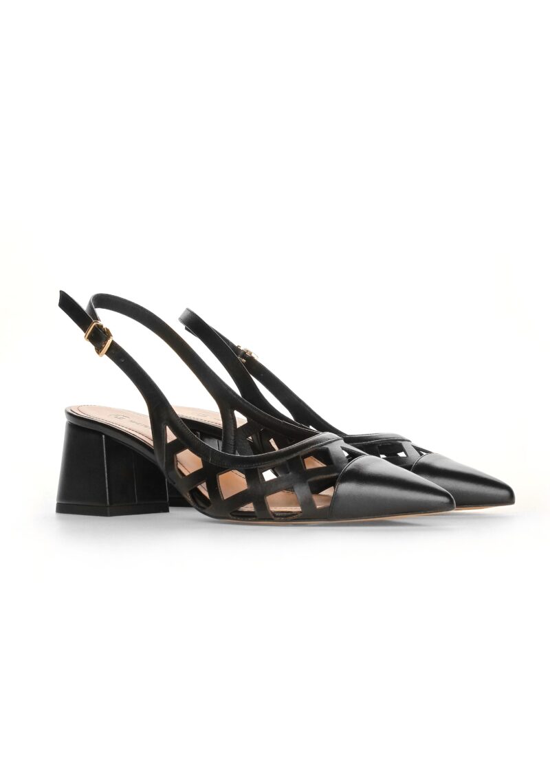 czarne ażurowe czółenka HARPER BLACK para