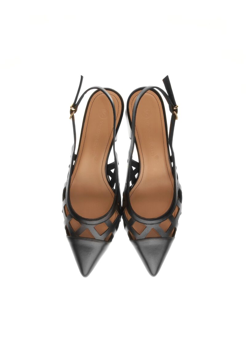 czarne ażurowe czółenka widok z góry HARPER BLACK