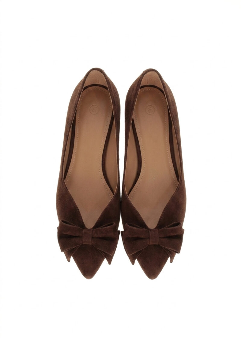 brązowe zamszowe baleriny widok z góry AMELIA BROWN