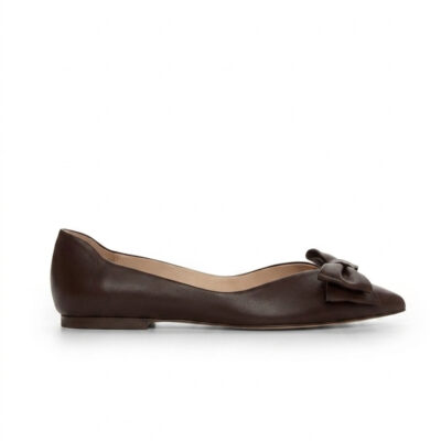 brązowe skórzane baleriny AMELIA BROWN widok z boku